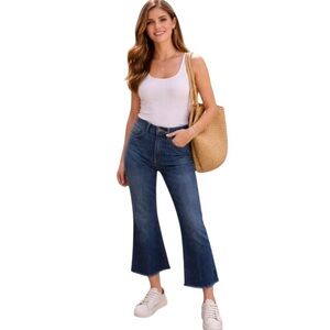 Veronica Beard Sandi Cropped Flare Demin Jeans Blue Size 29
